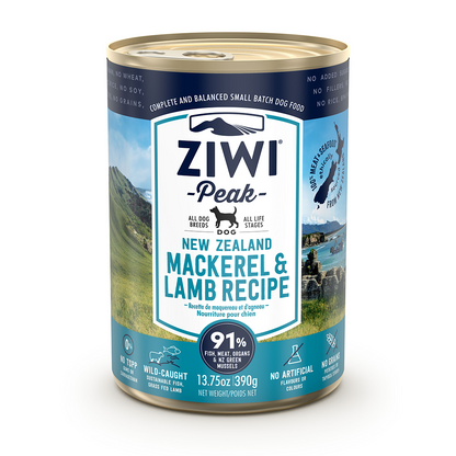 ZIWI Peak Mackerel and Lamb Canned Dog Food (390g)
