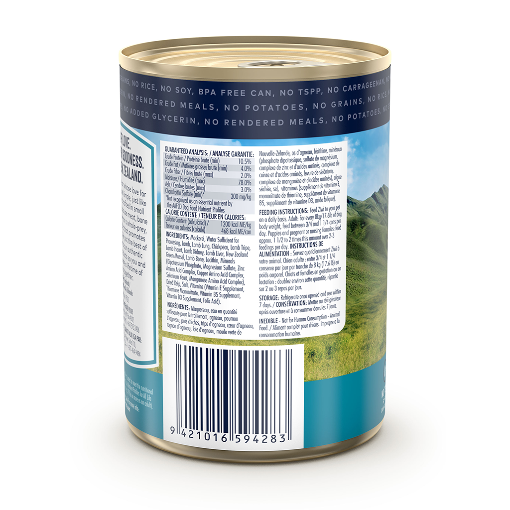 ZIWI Peak Mackerel and Lamb Canned Dog Food (390g)