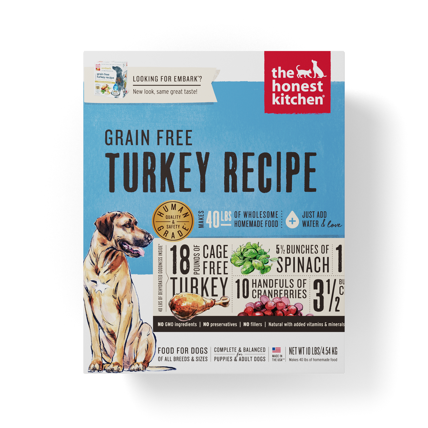 The Honest Kitchen Dehydrated Grain-Free Dog Food - Turkey Recipe (Embark) (2 Sizes)