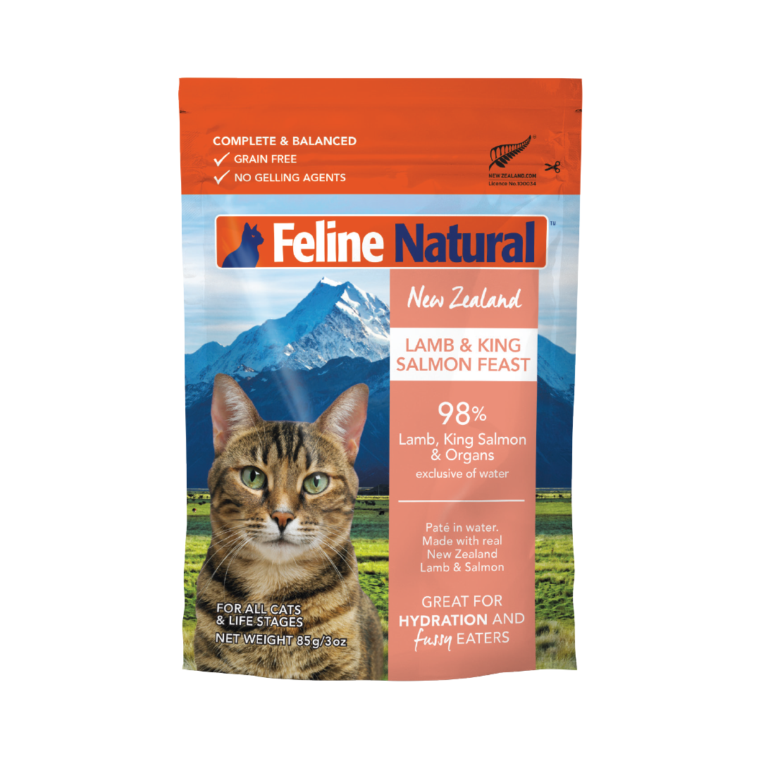 [BUNDLE DEAL] Feline Natural Pouched Lamb & Salmon Cat Food 85g x 12