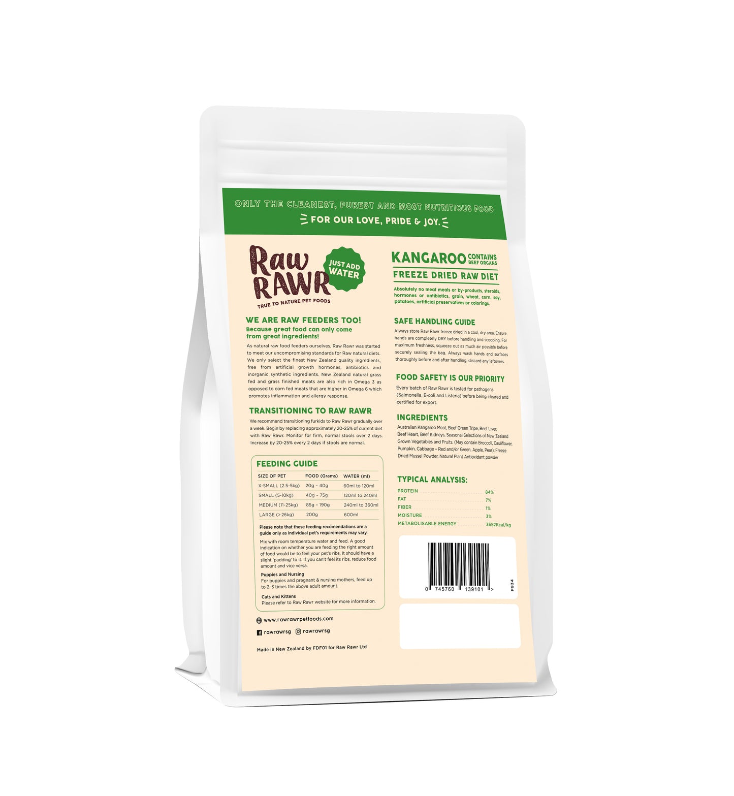 RAW RAWR Freeze Dried Kangaroo & Beef Balanced Diet for Dogs & Cats (3 Sizes)