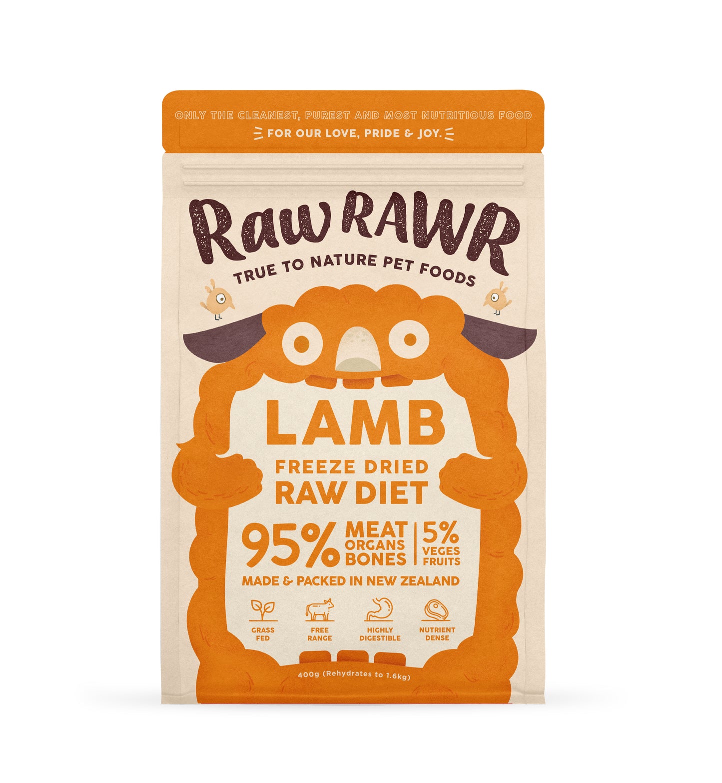 RAW RAWR Freeze Dried Lamb Balanced Diet for Dogs & Cats (3 Sizes)