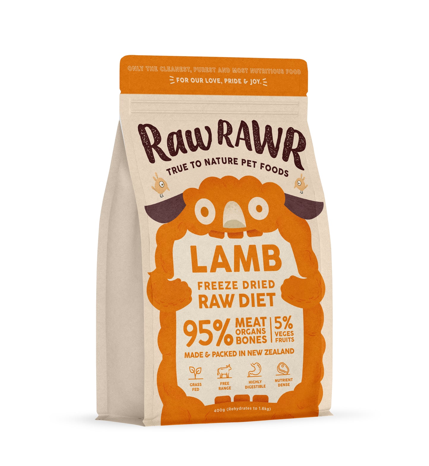 RAW RAWR Freeze Dried Lamb Balanced Diet for Dogs & Cats (3 Sizes)