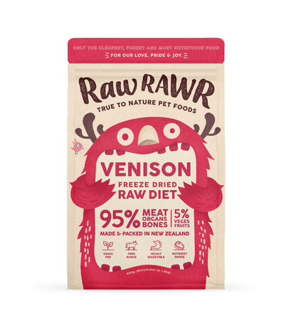 RAW RAWR Freeze Dried Venison Balanced Diet for Dogs & Cats (3 Sizes)