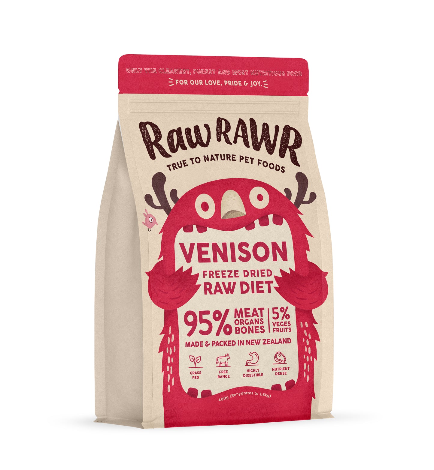 RAW RAWR Freeze Dried Venison Balanced Diet for Dogs & Cats (3 Sizes)