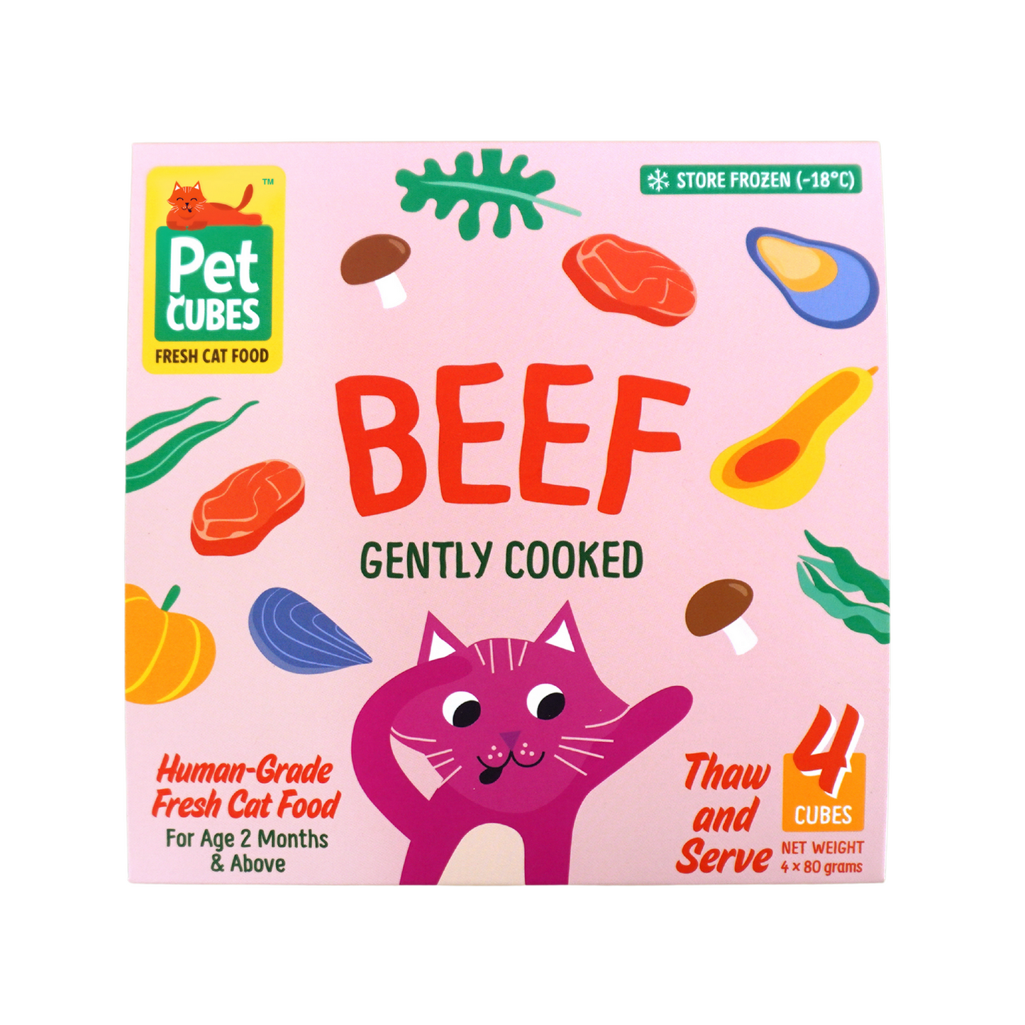 PetCubes Gently Cooked Cat Food - Beef (2 Sizes)