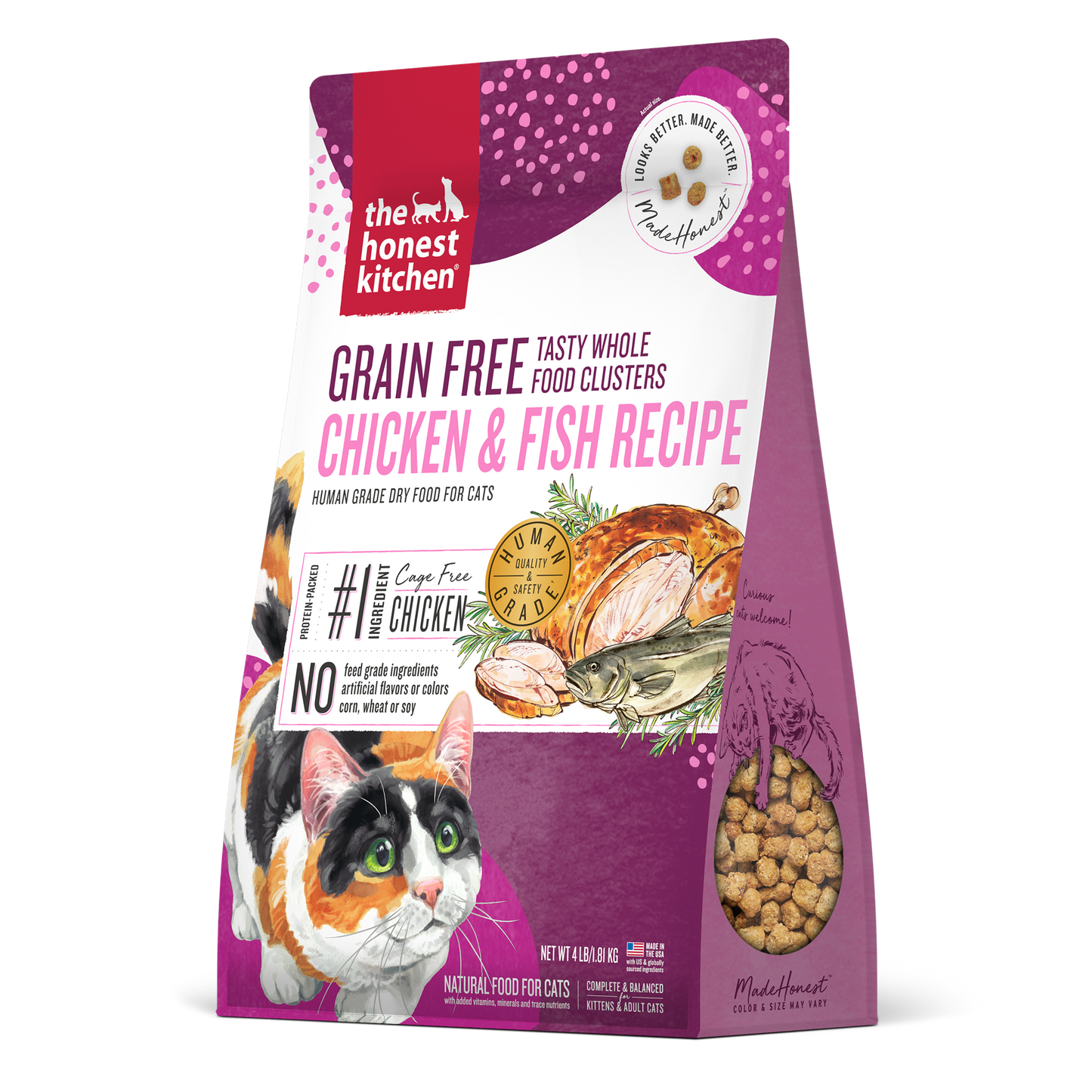 [BUY 1 FREE 1] The Honest Kitchen Whole Food Clusters Grain-Free Chicken & Whitefish Cat Dry Food- 4lbs