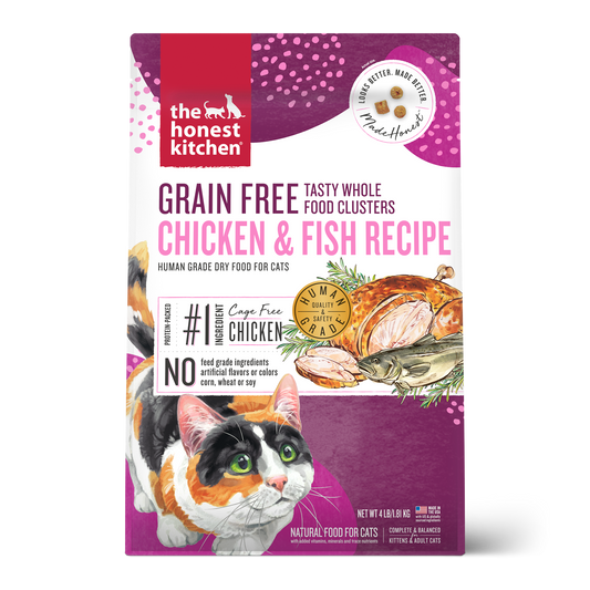 The Honest Kitchen Whole Food Clusters Grain-Free Chicken & Whitefish Cat Dry Food- 4lbs