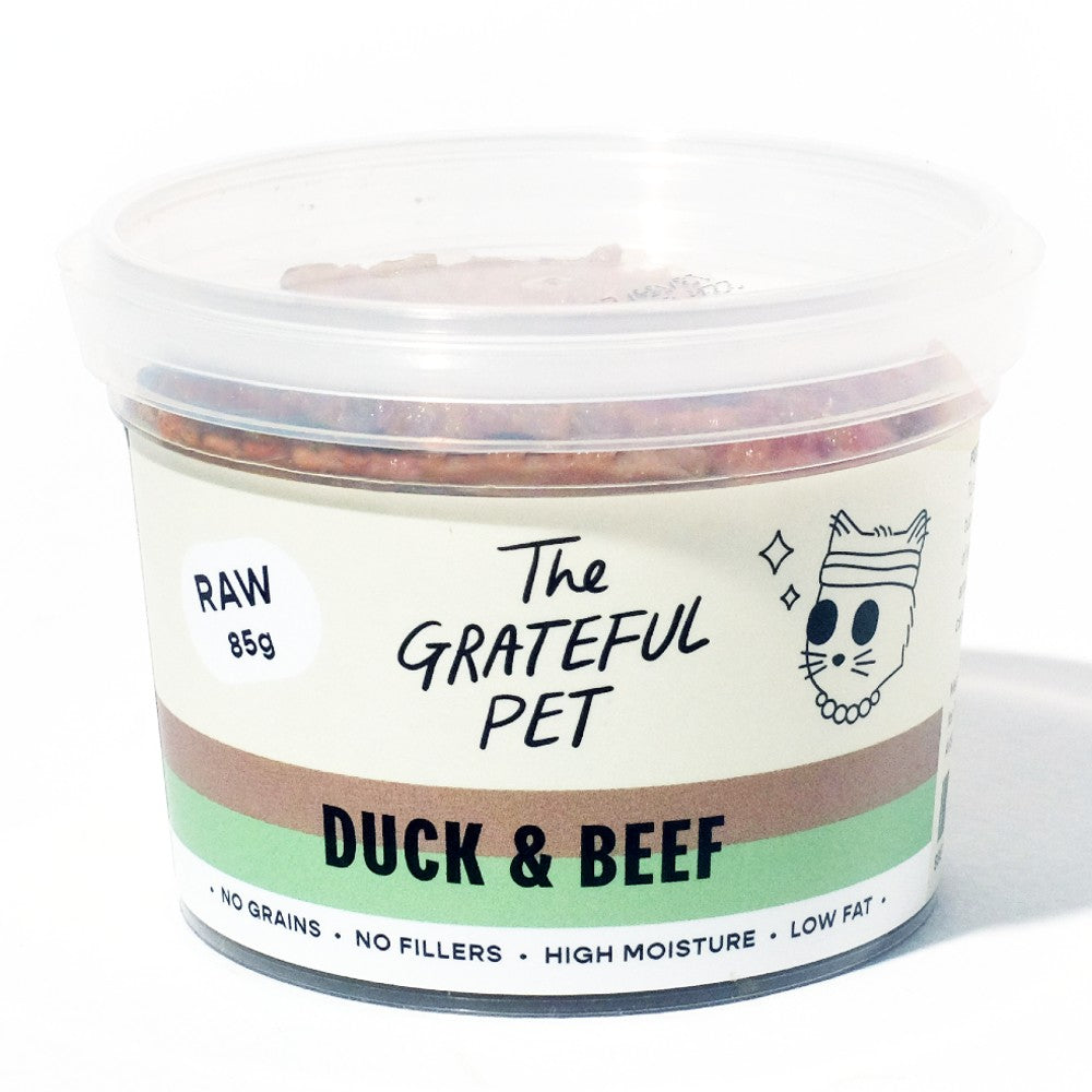 The Grateful Pet Raw Cat Food - Duck & Beef (12 x 85g)