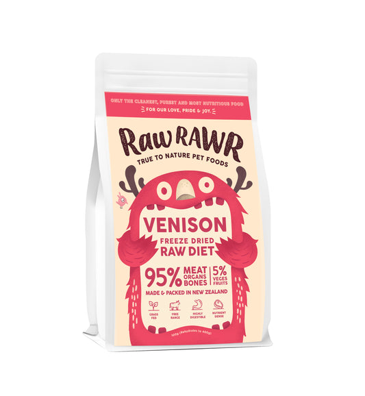 RAW RAWR Freeze Dried Venison Balanced Diet for Dogs & Cats (3 Sizes)