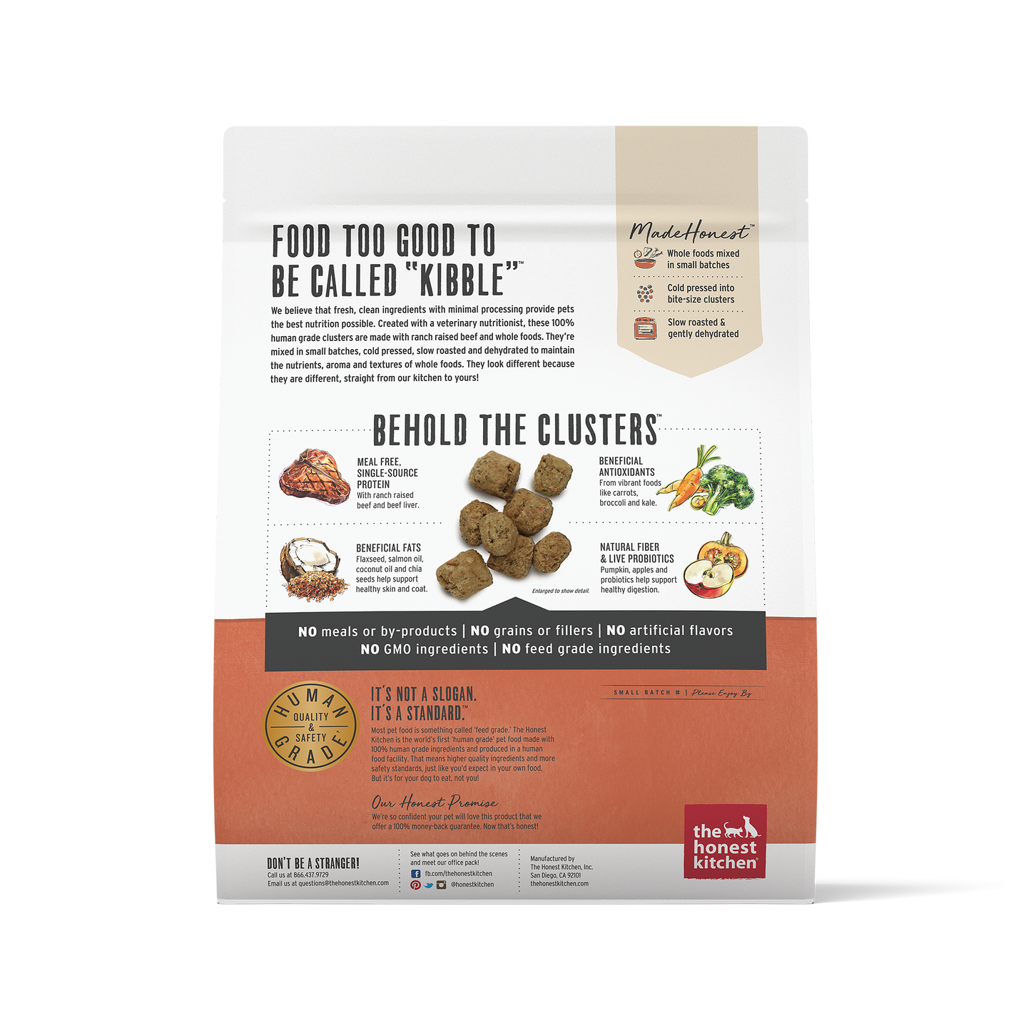 The Honest Kitchen Whole Food Clusters Grain-Free Beef Dog Food- 5lbs