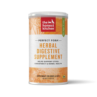 The Honest Kitchen Perfect Form Herbal Digestive Supplement For Dogs and Cats - 3.2 oz canister